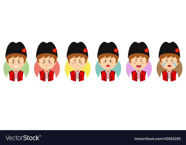 bulgarian avatar with various expression