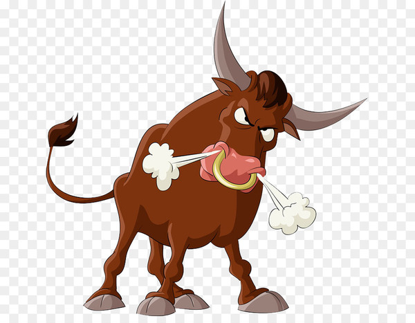 Bull Cattle Cartoon Illustration - Red Bull