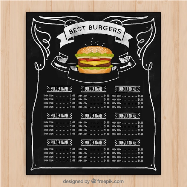 Burger menu template