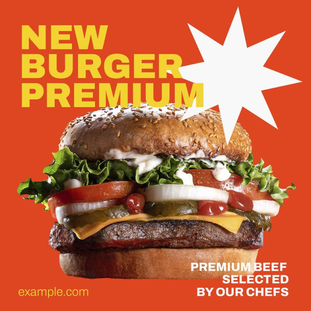 Burger restaurant Instagram post template, | Free PSD Template - rawpixel
