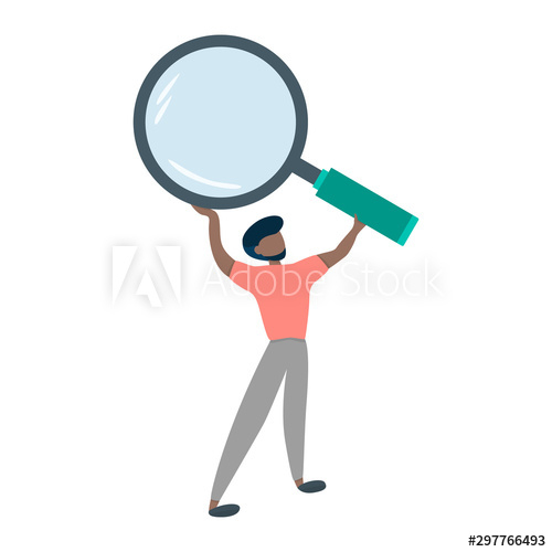 Businessman holding a magnifying glass