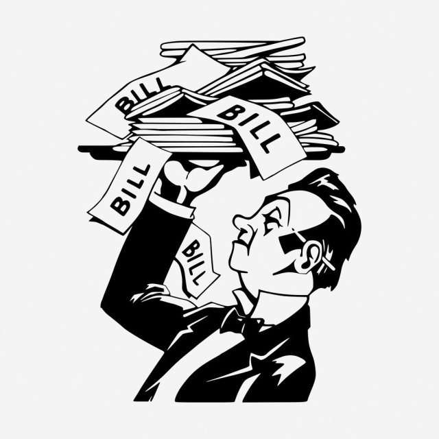 Butler serving bills drawing, vintage | Free Photo - rawpixel