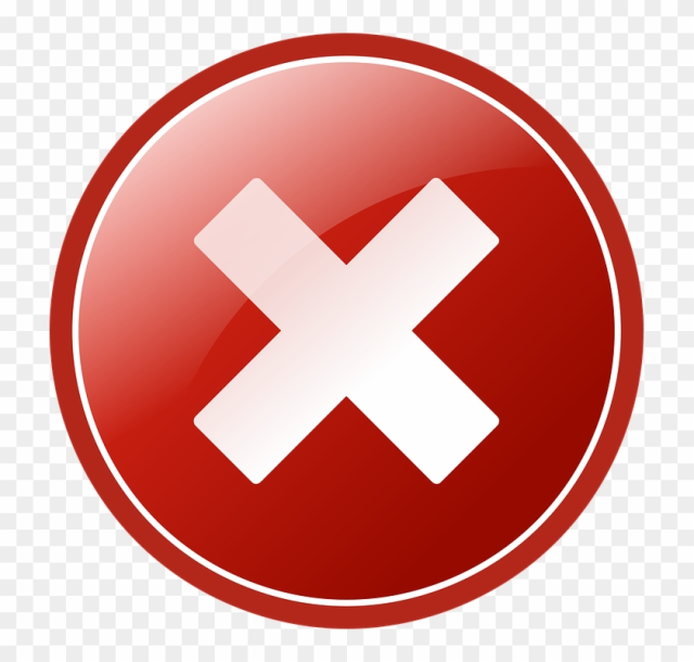 Cancelled, Close, Delete, Exit, No, Reject, Wrong Icon - Red Cross No Entry Symbol