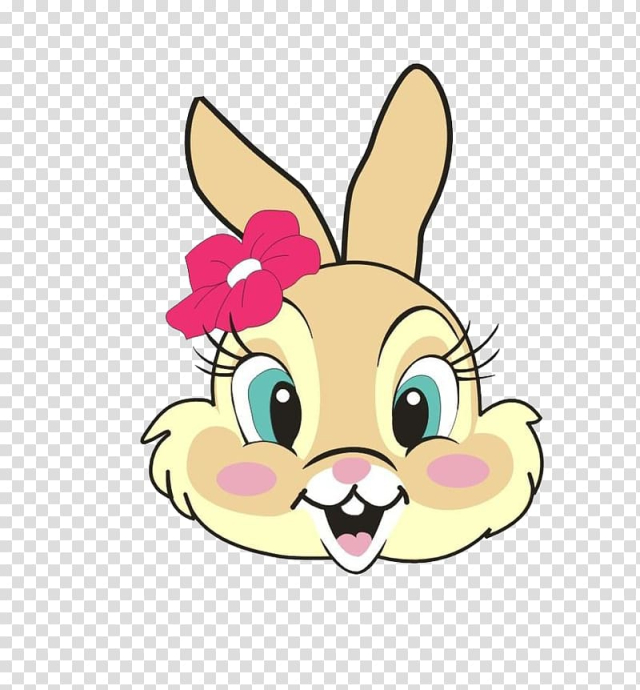 Cartoon Animation Comics, The rabbit with the flowers transparent background PNG clipart