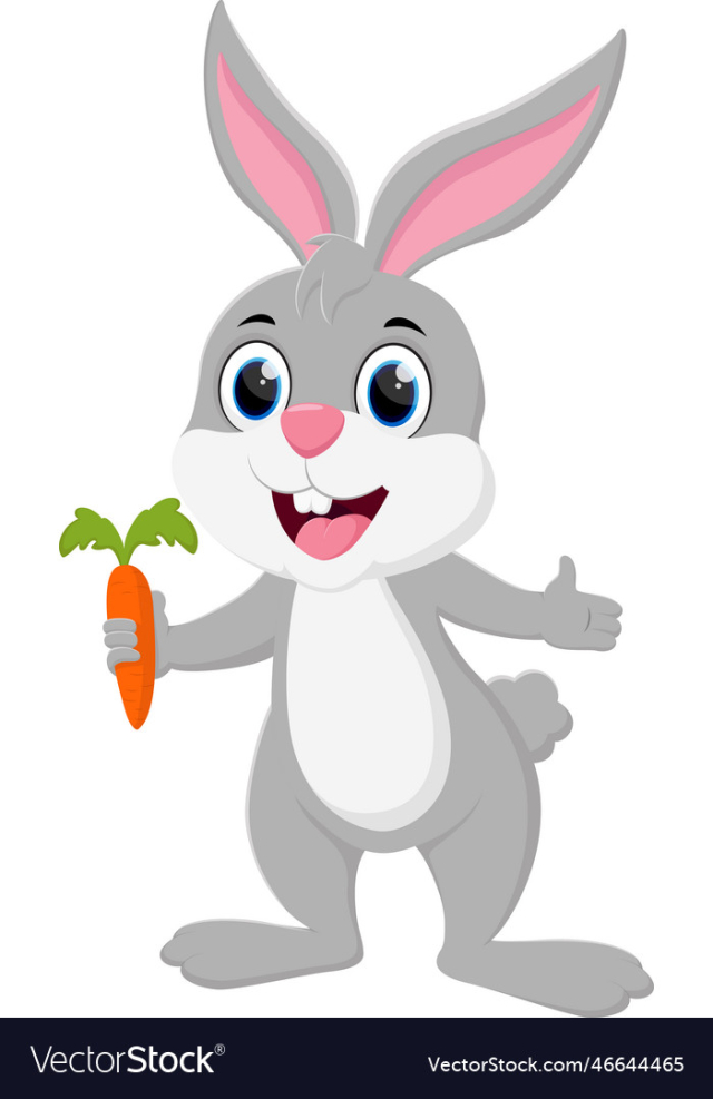 cartoon cute bunny holding carrot