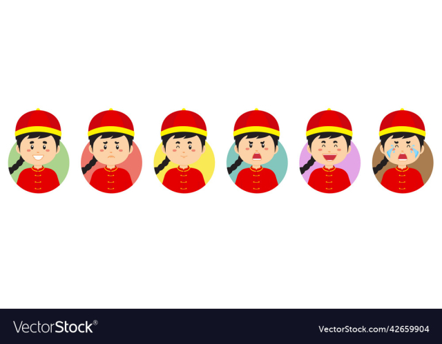 china avatar with various expression