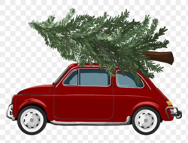 Christmas car png sticker, tree | Free PNG Sticker - rawpixel