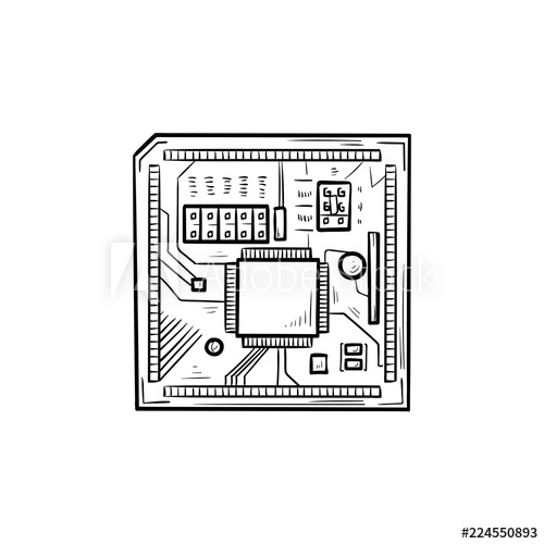Circuit board hand drawn outline doodle icon
