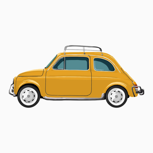 Classic yellow car, journal sticker, | Free Vector - rawpixel