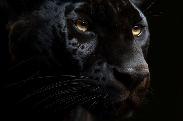 close-up of black panther face