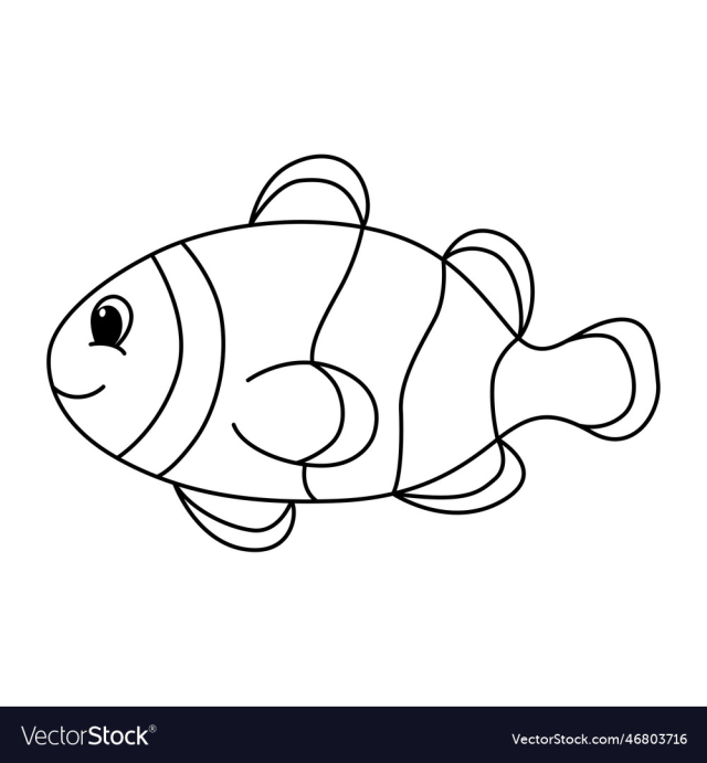 clown fish cartoon coloring page for kids