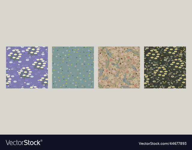 collection of four seamless floral patterns