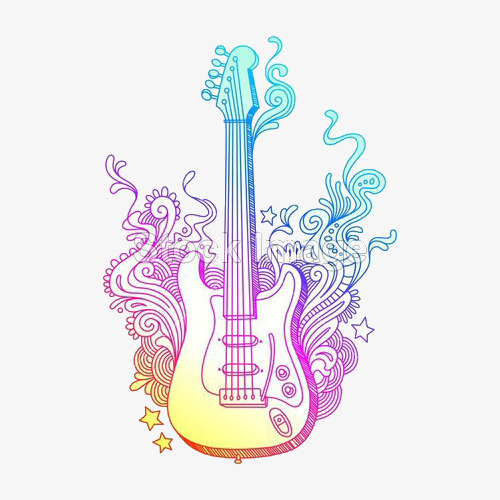 Colorful Guitar, Guitar Clipart, Beautiful Guitar, Color Guitar PNG ...