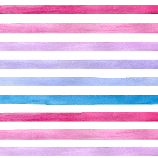 Colorful hand drawn real watercolor seamless pattern with blue, pink and purple horizontal strips Free Vector