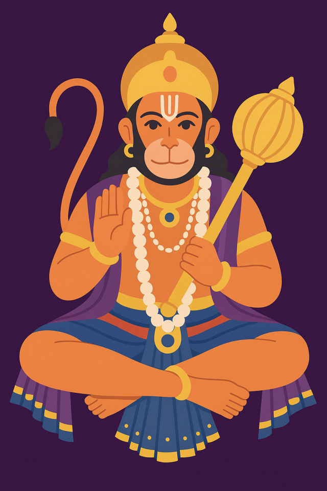 Colorful Illustration of Lord Hanuman