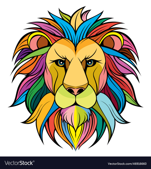 colorful lion head