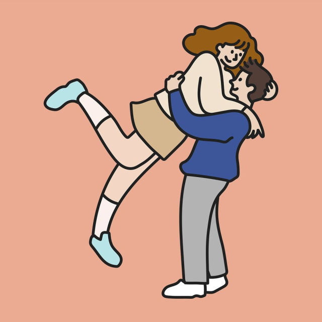 Couple jumping hug clipart, love | Free Vector Illustration - rawpixel