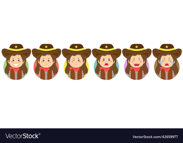 cowboy avatar with various expression