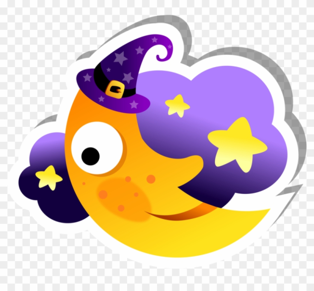 Crescent Moon And Cloud Sticker - Scary Cuties Happy Witch's Moon T-shirt Cute Halloween