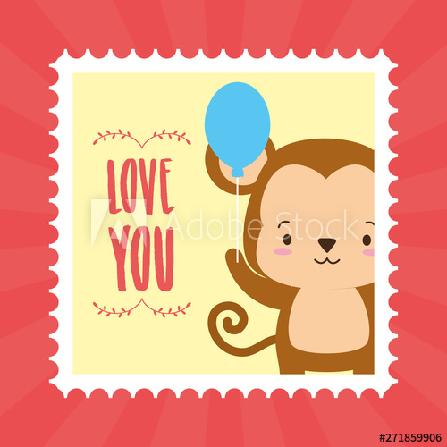 cute animal mail stamp