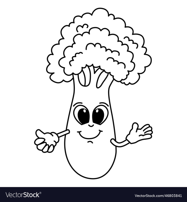 cute broccoli cartoon coloring page for