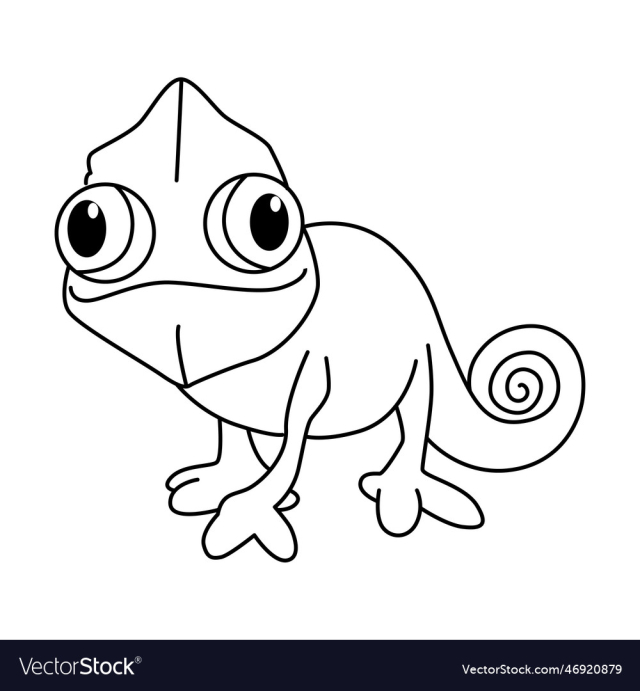 cute chameleon cartoon coloring page for
