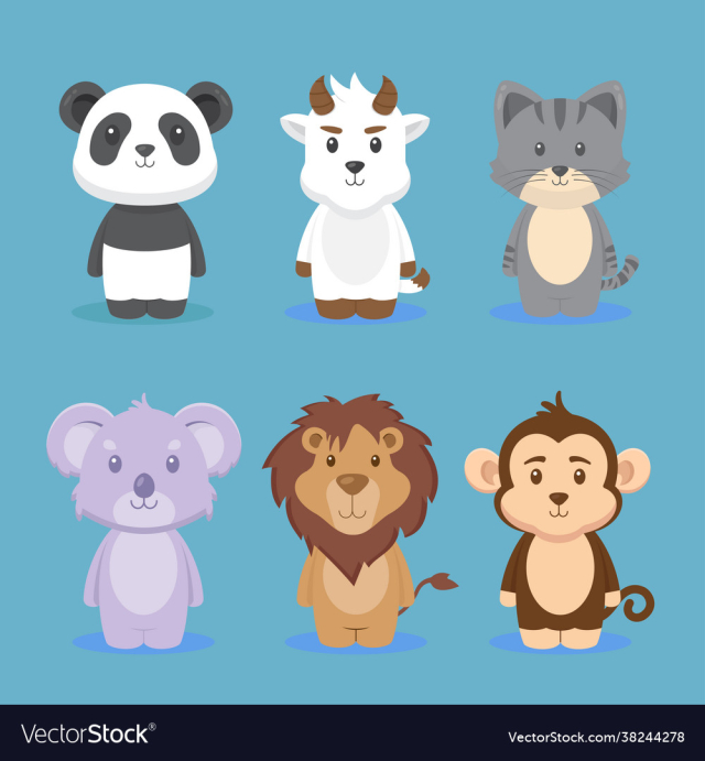 cute character animal set