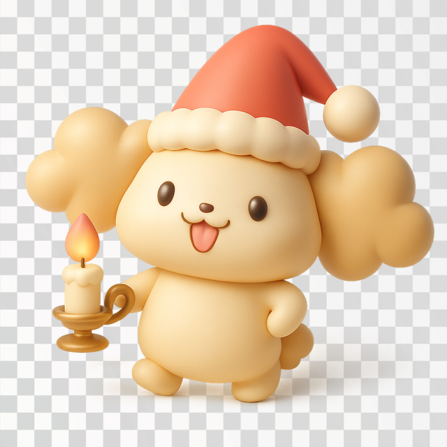 Cute Christmas Puppy with Candle