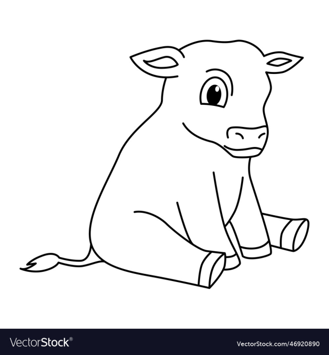 cute cow cartoon coloring page for kids