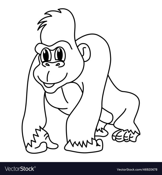 cute gorilla cartoon coloring page for
