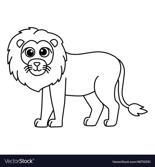 cute lion cartoon coloring page for kids