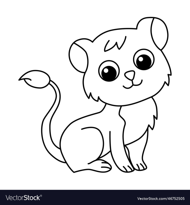 cute lion cartoon coloring page for kids