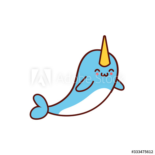cute narval animal comic character
