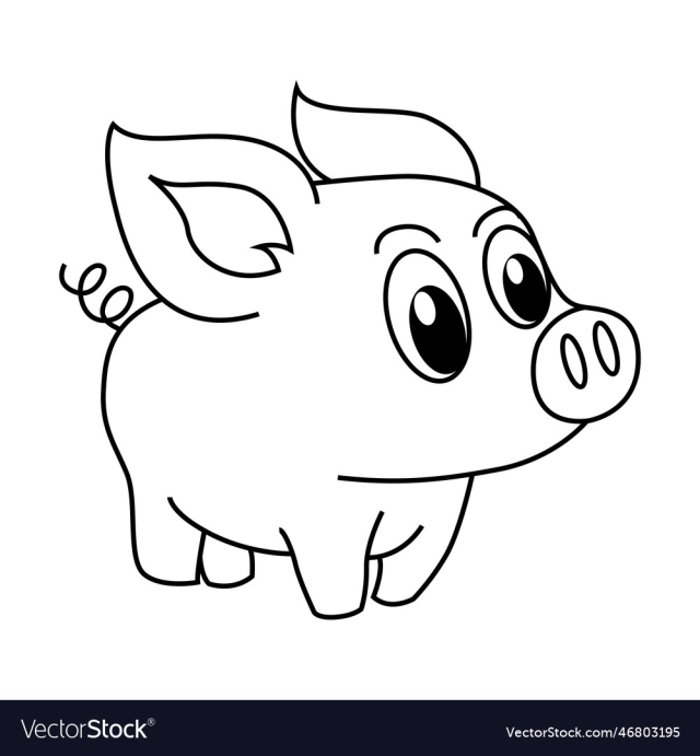 cute pig cartoon coloring page for kids