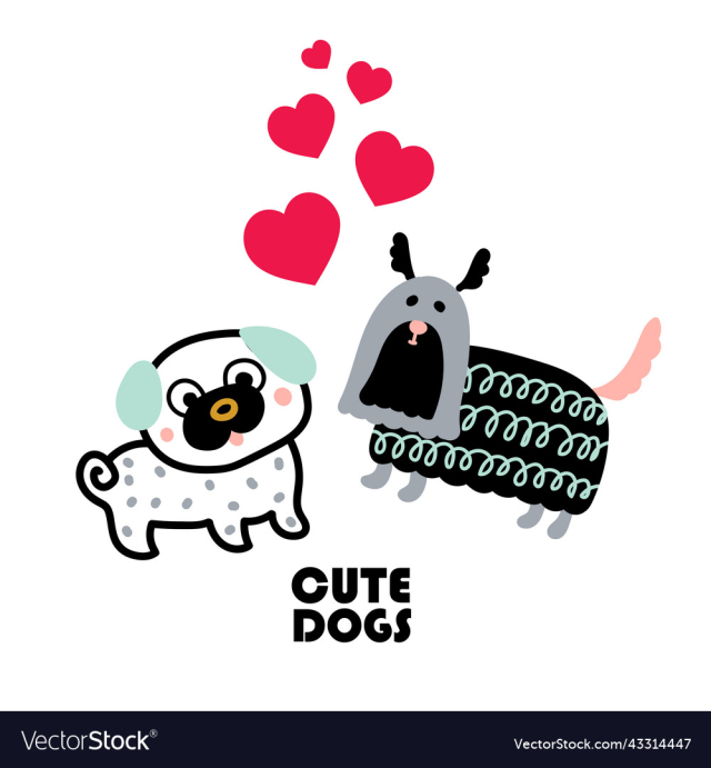 cute postcard with decorative dogs