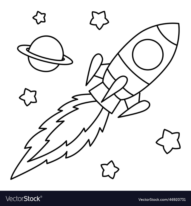 cute rocket cartoon coloring page for
