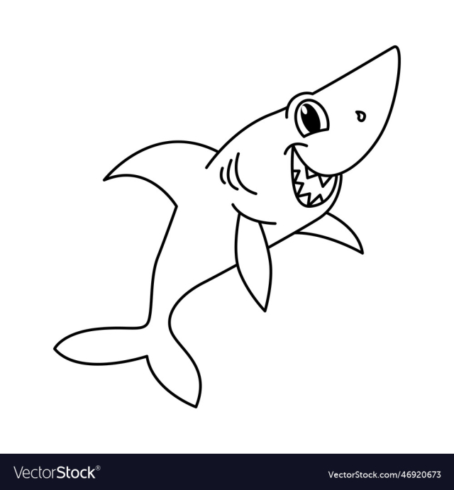 cute shark cartoon coloring page for kids