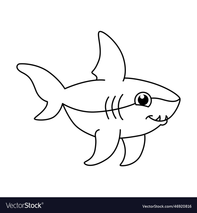 cute shark cartoon coloring page for kids