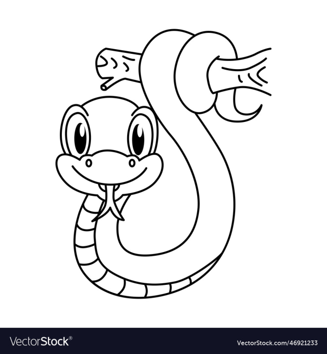 cute snake cartoon coloring page for kids