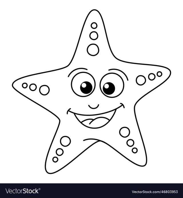 cute starfish cartoon coloring page for