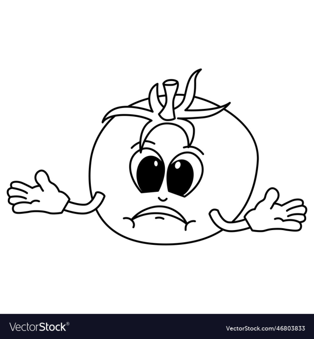 cute tomato cartoon coloring page for
