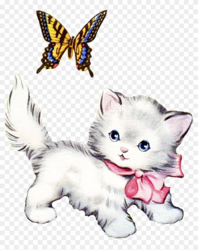 Cute Vintage Kitten Clip Art - Vintage Kitten Clipart