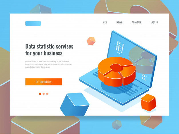 Data report, business analytics and analysis, laptop with circle diagram, programming