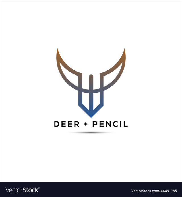 deer and pencil shape logo design icon