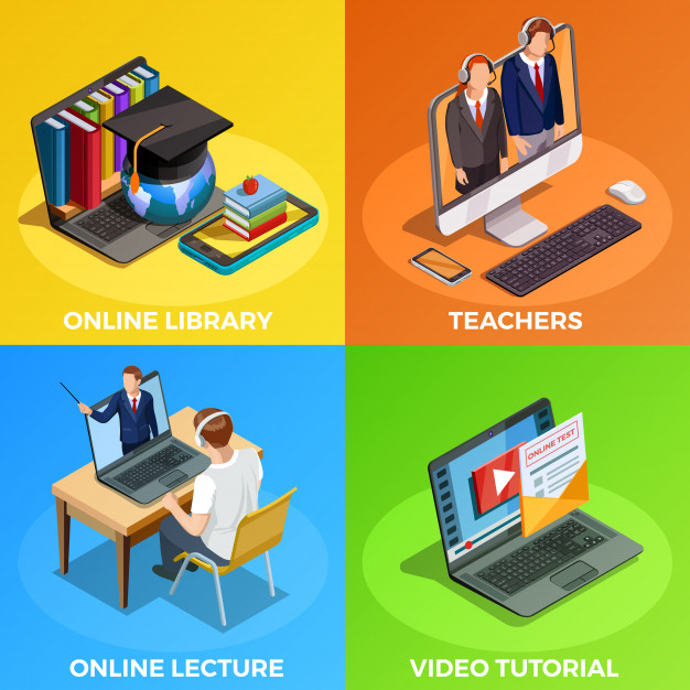 Distance education design concept Free Vector