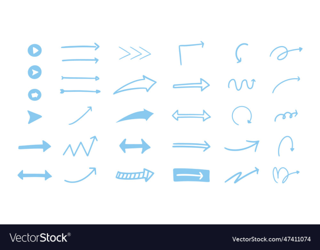 doodle arrow icons hand drawn arrows icon set