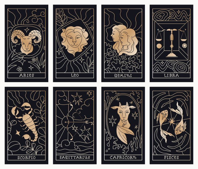 Doodle design horoscope, black background | Free Vector Illustration - rawpixel