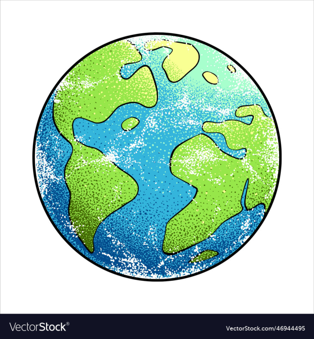earth handdrawn in pointilism technique