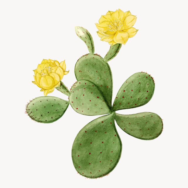 Eastern Prickly Pear cactus drawing, | Free Vector Illustration - rawpixel