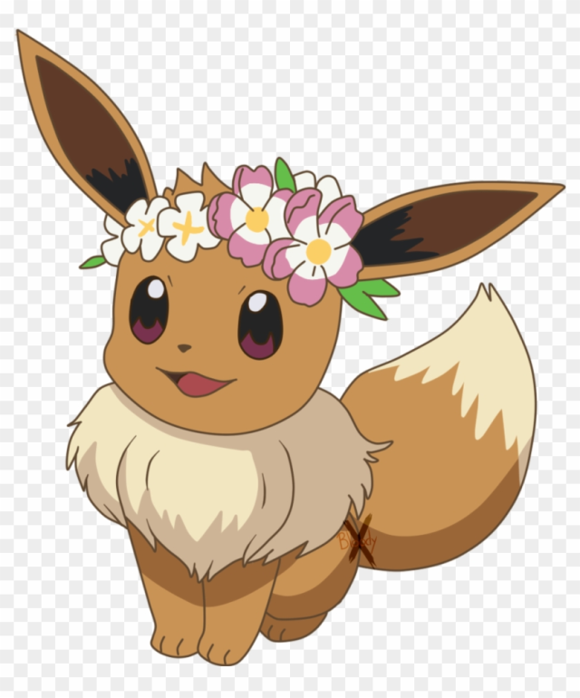 Eevee Flowercrown By Paintingbunnx Eevee Flowercrown - Pokemon Eevee Flower Crown